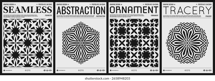 Abstract geometric pattern. Striped circular and hexagonal figures with optical illusion. Emblem or geometric shape. Sphere. Cover design template. Vector for brochure, presentation, flyer or banner.