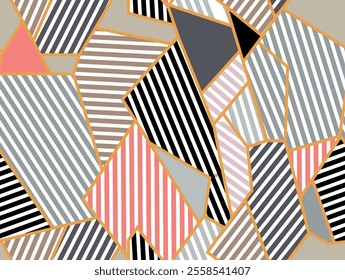 Abstract Geometric Pattern with Striped Shapes