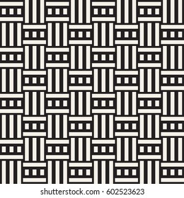 Abstract Geometric Pattern With Stripes Lattice. Seamless Vector Background. Monochrome Stylish Texture.
