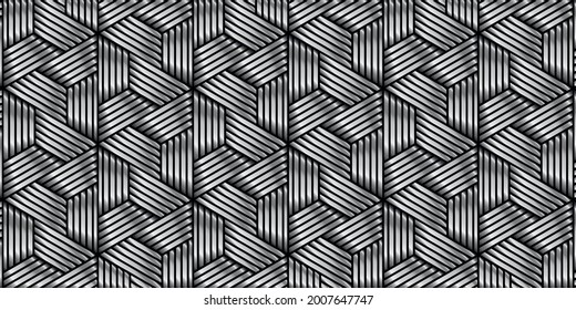 Abstract geometric pattern stripes line black and gray metallic background. Vector illustration. Eps10