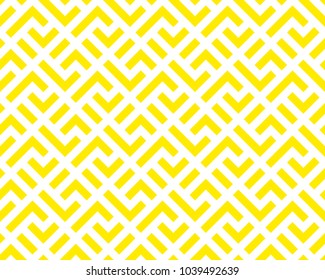 Abstract geometric pattern with stripes, lines. A seamless vector background. White and yellow ornament. Simple lattice graphic design
