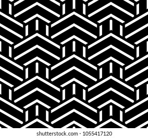 Abstract geometric pattern with stripes, lines. Seamless vector background. White and black ornament. Simple lattice graphic design