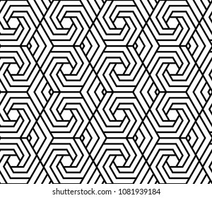 Abstract geometric pattern with stripes, lines. Seamless vector background. White and black ornament. Simple lattice graphic design