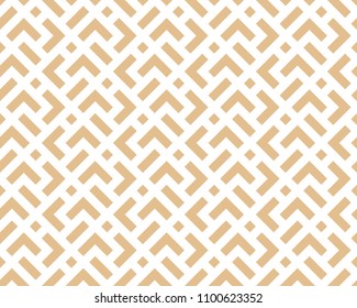 Abstract geometric pattern with stripes, lines. Seamless vector background. White and gold ornament. Simple lattice graphic design