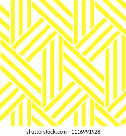 Abstract geometric pattern with stripes, lines. Seamless vector background. White and yellow ornament. Simple lattice graphic design