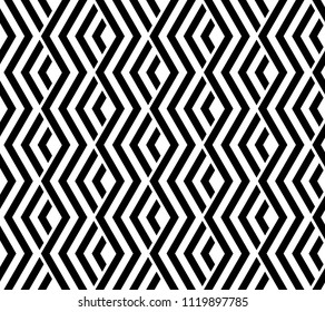Abstract geometric pattern with stripes, lines. Seamless vector background. White and black ornament. Simple lattice graphic design