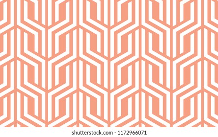 Abstract geometric pattern with stripes, lines. Seamless vector background. White and pink ornament. Simple lattice graphic design