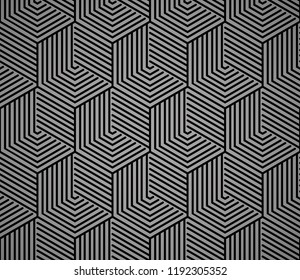 Abstract geometric pattern with stripes, lines. Seamless vector background. Black and grey ornament. Simple lattice graphic design
