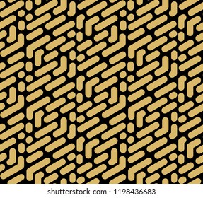 Abstract geometric pattern with stripes, lines. Seamless vector background. Black and gold ornament. Simple lattice graphic design