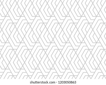 Abstract geometric pattern with stripes, lines. Seamless vector background. White and grey ornament. Simple lattice graphic design.