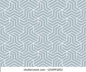 Abstract geometric pattern with stripes, lines. Seamless vector background. White and blue ornament. Simple lattice graphic design