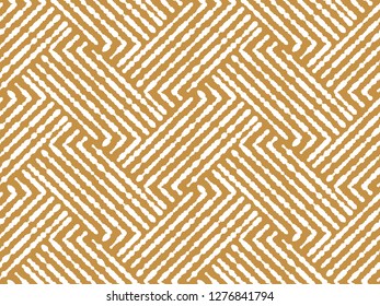 Abstract geometric pattern with stripes, lines. Seamless vector background. White and gold ornament. Simple lattice graphic design