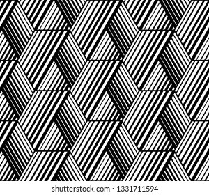Abstract geometric pattern with stripes, lines. Seamless vector background. White and black ornament. Simple lattice graphic design