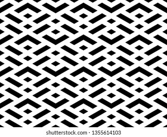 Abstract geometric pattern with stripes, lines. Seamless vector background. White and black ornament. Simple lattice graphic design