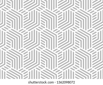 Abstract geometric pattern with stripes, lines. Seamless vector background. White and grey ornament. Simple lattice graphic design.