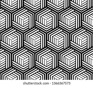 Abstract geometric pattern with stripes, lines. Seamless vector background. White and black ornament. Simple lattice graphic design