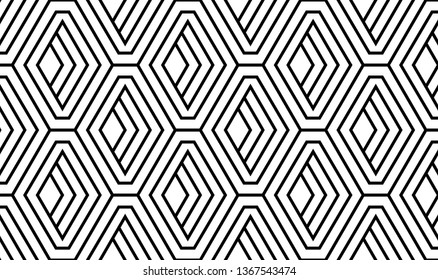 Abstract geometric pattern with stripes, lines. Seamless vector background. White and black ornament. Simple lattice graphic design