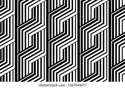 Abstract geometric pattern with stripes, lines. Seamless vector background. White and black ornament. Simple lattice graphic design