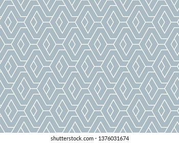 Abstract geometric pattern with stripes, lines. Seamless vector background. White and blue ornament. Simple lattice graphic design
