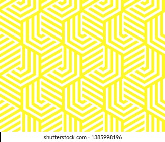 Abstract geometric pattern with stripes, lines. Seamless vector background. White and yellow ornament. Simple lattice graphic design