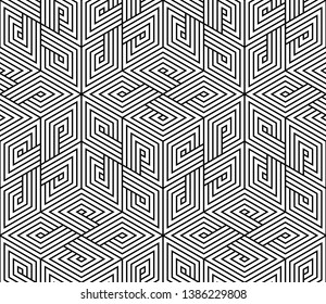 Abstract geometric pattern with stripes, lines. Seamless vector background. White and black ornament. Simple lattice graphic design