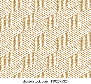 Abstract geometric pattern with stripes, lines. Seamless vector background. White and gold ornament. Simple lattice graphic design