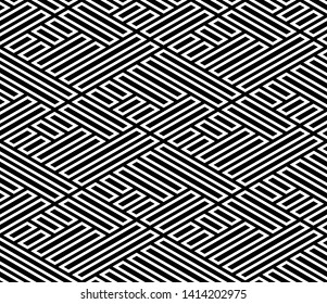 Abstract geometric pattern with stripes, lines. Seamless vector background. White and black ornament. Simple lattice graphic design