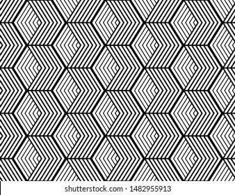 Abstract geometric pattern with stripes, lines. Seamless vector background. White and black ornament. Simple lattice graphic design