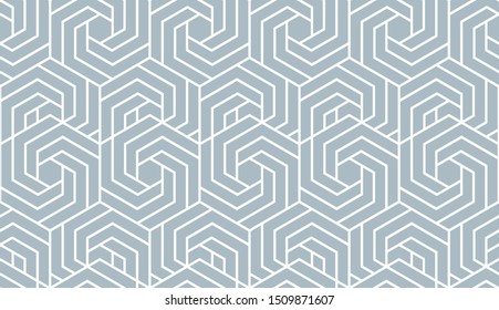 Abstract geometric pattern with stripes, lines. Seamless vector background. White and blue ornament. Simple lattice graphic design