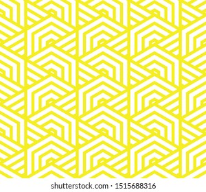 Abstract geometric pattern with stripes, lines. Seamless vector background. White and yellow ornament. Simple lattice graphic design