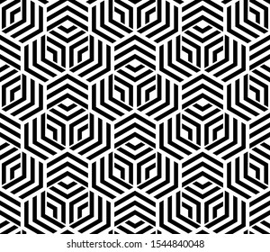 Abstract geometric pattern with stripes, lines. Seamless vector background. White and black ornament. Simple lattice graphic design