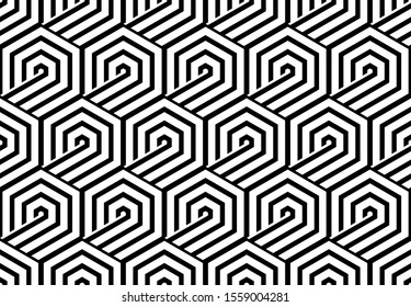 Abstract geometric pattern with stripes, lines. Seamless vector background. White and black ornament. Simple lattice graphic design