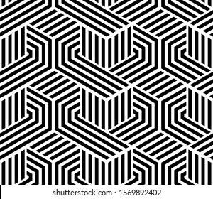 Abstract geometric pattern with stripes, lines. Seamless vector background. White and black ornament. Simple lattice graphic design