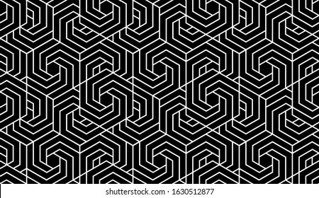 Abstract geometric pattern with stripes, lines. Seamless vector background. White and black ornament. Simple lattice graphic design