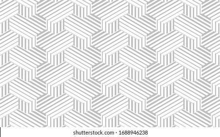 Abstract geometric pattern with stripes, lines. Seamless vector background. White and grey ornament. Simple lattice graphic design.