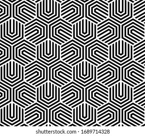 Abstract geometric pattern with stripes, lines. Seamless vector background. White and black ornament. Simple lattice graphic design