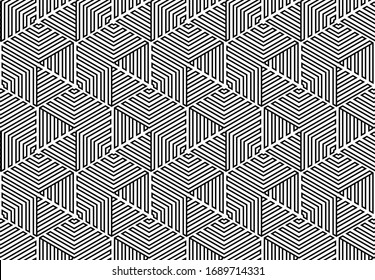 Abstract geometric pattern with stripes, lines. Seamless vector background. White and black ornament. Simple lattice graphic design