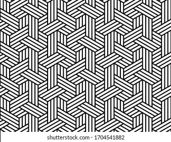 Abstract geometric pattern with stripes, lines. Seamless vector background. White and black ornament. Simple lattice graphic design