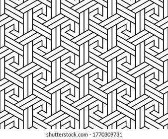 Abstract geometric pattern with stripes, lines. Seamless vector background. White and black ornament. Simple lattice graphic design