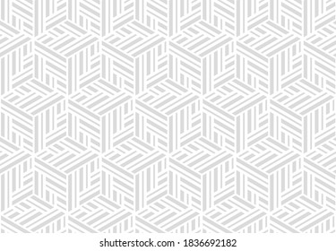 Abstract geometric pattern with stripes, lines. Seamless vector background. White and gray ornament. Simple lattice graphic design.