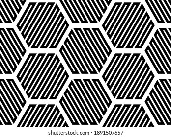Abstract geometric pattern with stripes, lines. Seamless vector background. White and black ornament. Simple lattice graphic design