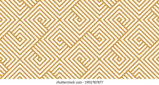Abstract geometric pattern with stripes, lines. Seamless vector background. White and gold ornament. Simple lattice graphic design