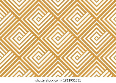 Abstract geometric pattern with stripes, lines. Seamless vector background. White and gold ornament. Simple lattice graphic design