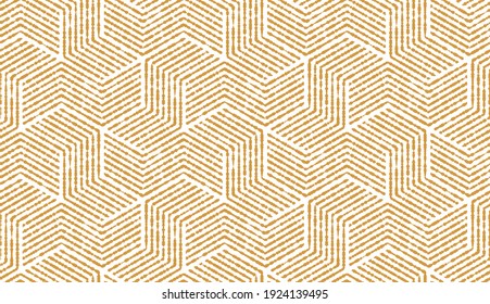 Abstract geometric pattern with stripes, lines. Seamless vector background. White and gold ornament. Simple lattice graphic design