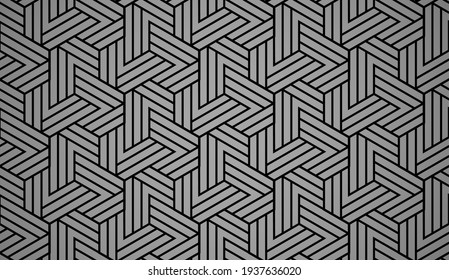 Abstract Geometric Pattern With Stripes, Lines. Seamless Vector Background. Black And Gray Ornament. Simple Lattice Graphic Design