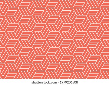 Abstract geometric pattern with stripes, lines. Seamless vector background. White and pink ornament. Simple lattice graphic design