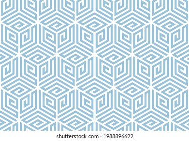 Abstract geometric pattern with stripes, lines. Seamless vector background. White and blue ornament. Simple lattice graphic design