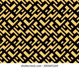 Abstract geometric pattern with stripes, lines. Seamless vector background. Gold and black ornament. Simple lattice graphic design