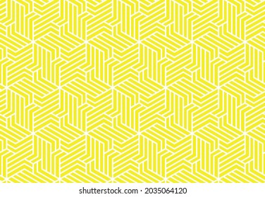 Abstract geometric pattern with stripes, lines. Seamless vector background. White and yellow ornament. Simple lattice graphic design