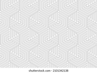 Abstract geometric pattern with stripes, lines. Seamless vector background. White and gray ornament. Simple lattice graphic design.